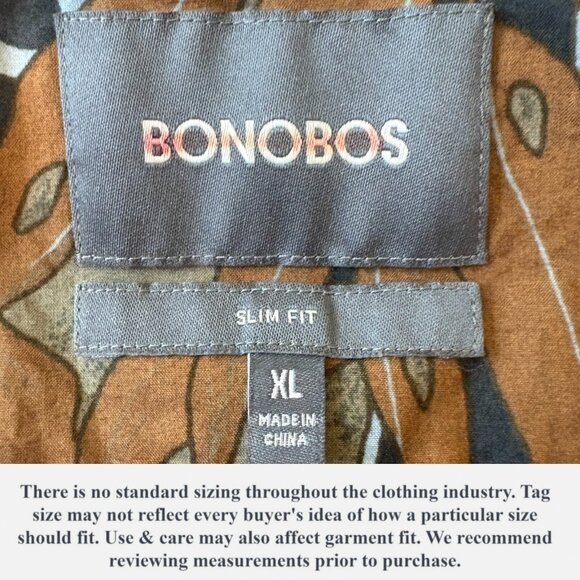 Bonobos XL Slim Fit Riviera Floral Stretch Cotton Poplin Short Sleeve Button-Up - Picture 11 of 14